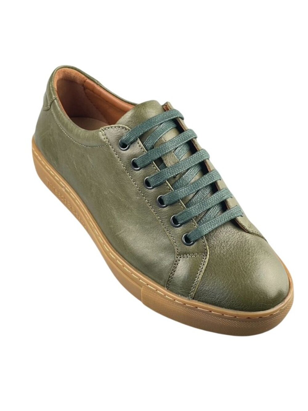 Threads & Beams Olive Green Leather Low-Top Sneakers With Gum Sole